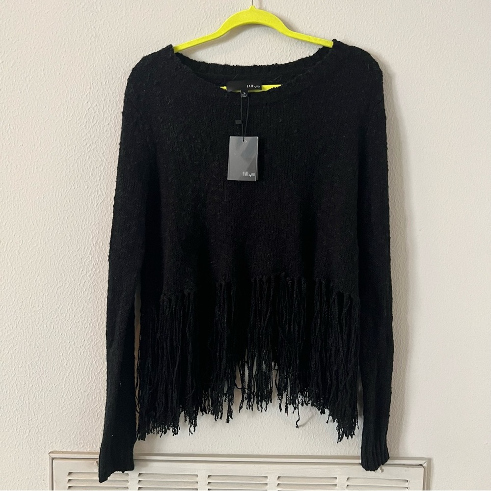 NWT fate by lfd fringe cropped sweater
